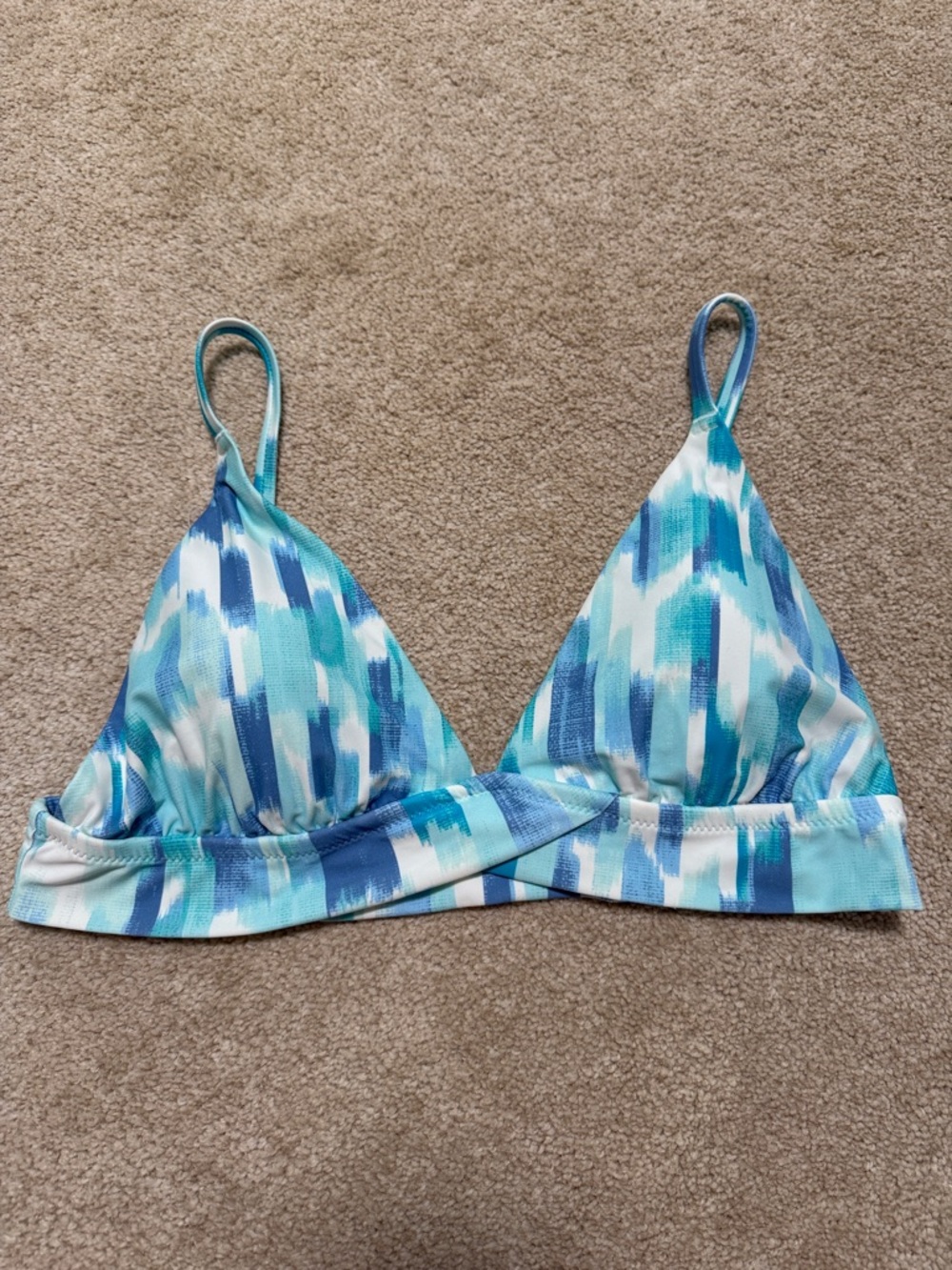 Women's Blue Pattern Triangle Swim Top